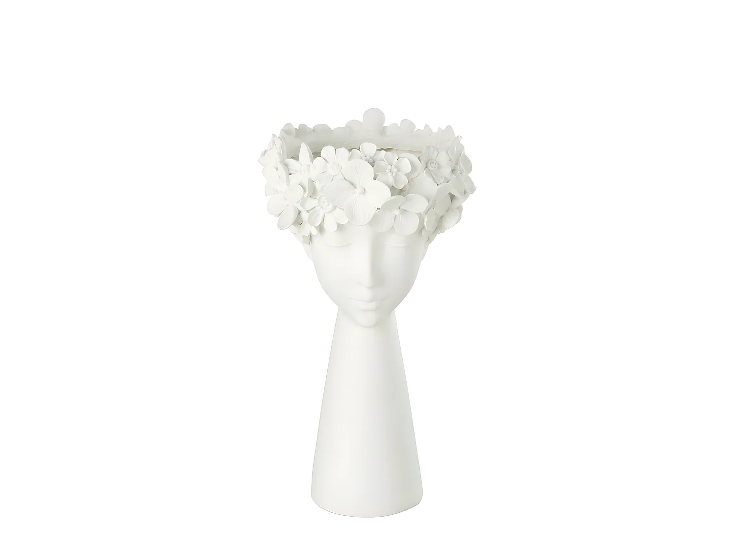 Macetero en forma de cabeza de plástico blanco 23x23x40 cm