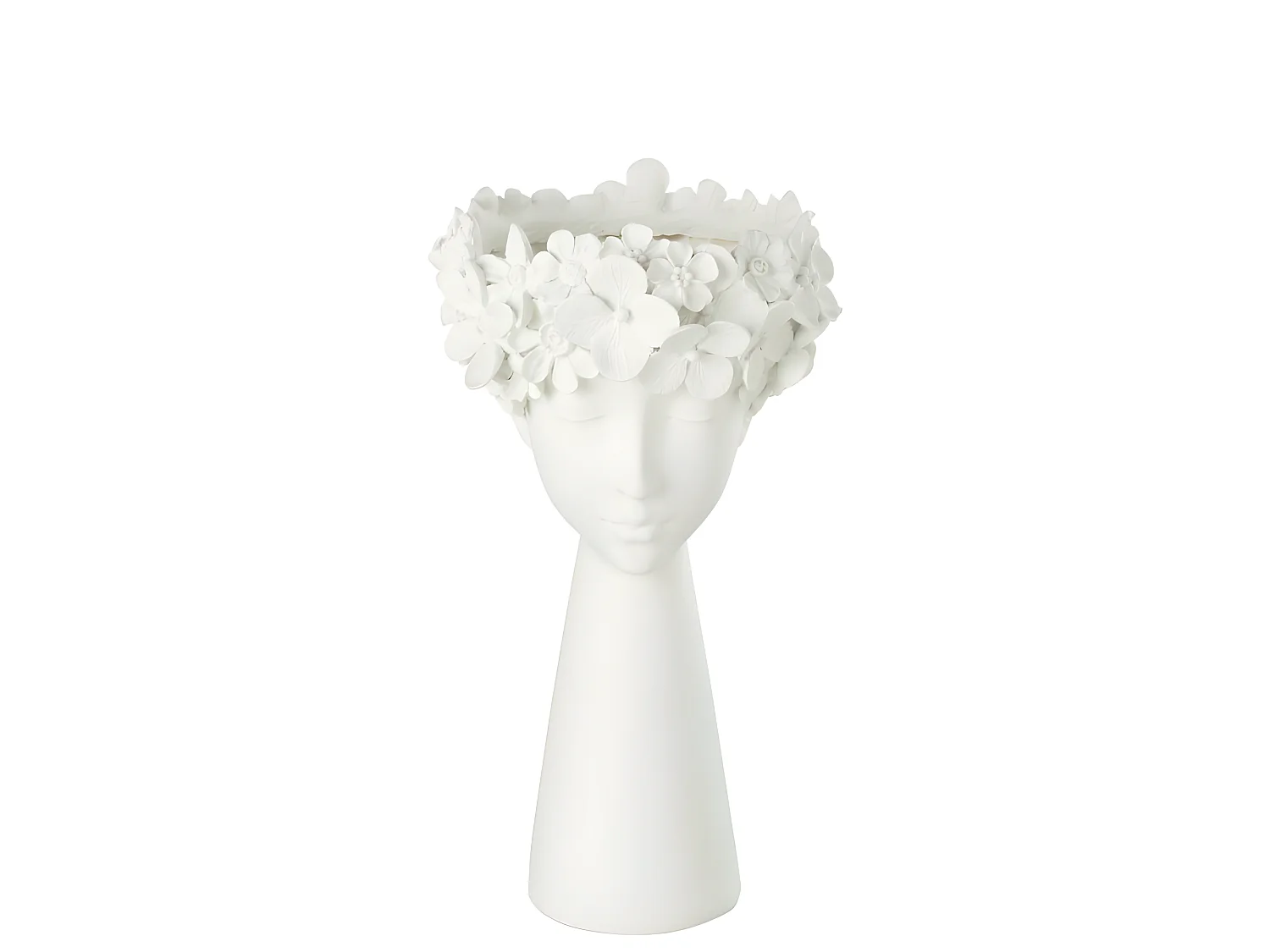 Macetero en forma de cabeza de plástico blanco 23x23x40 cm