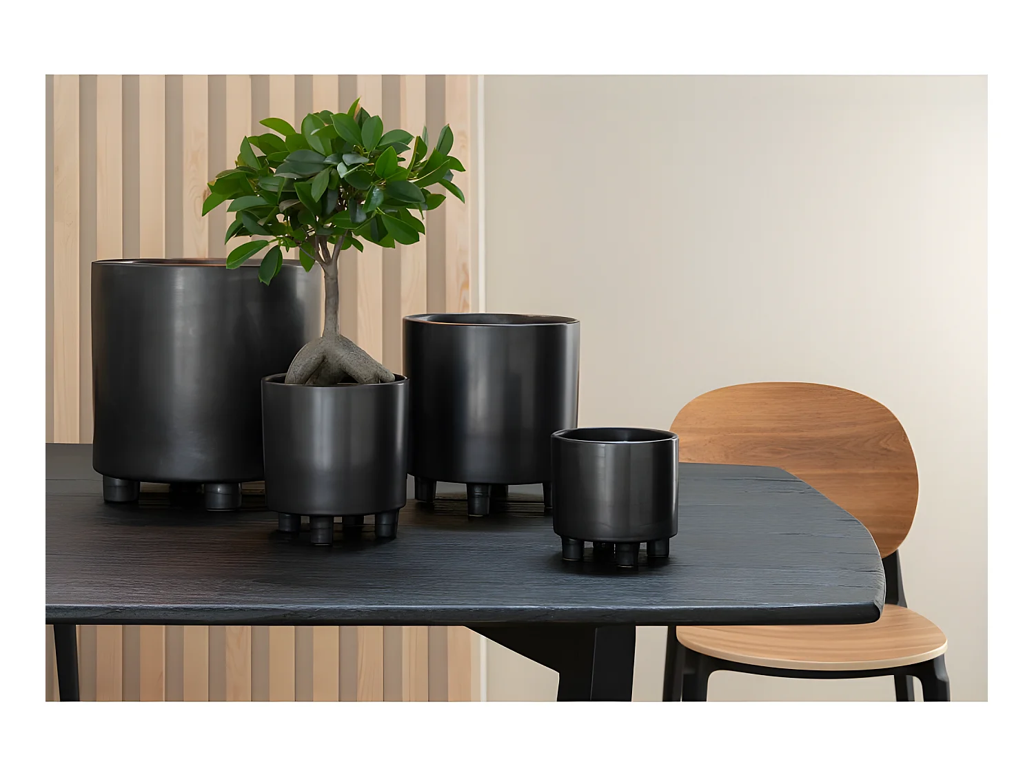 Cache-Pot en Céramique "Smoke" 21cm Gris & Noir