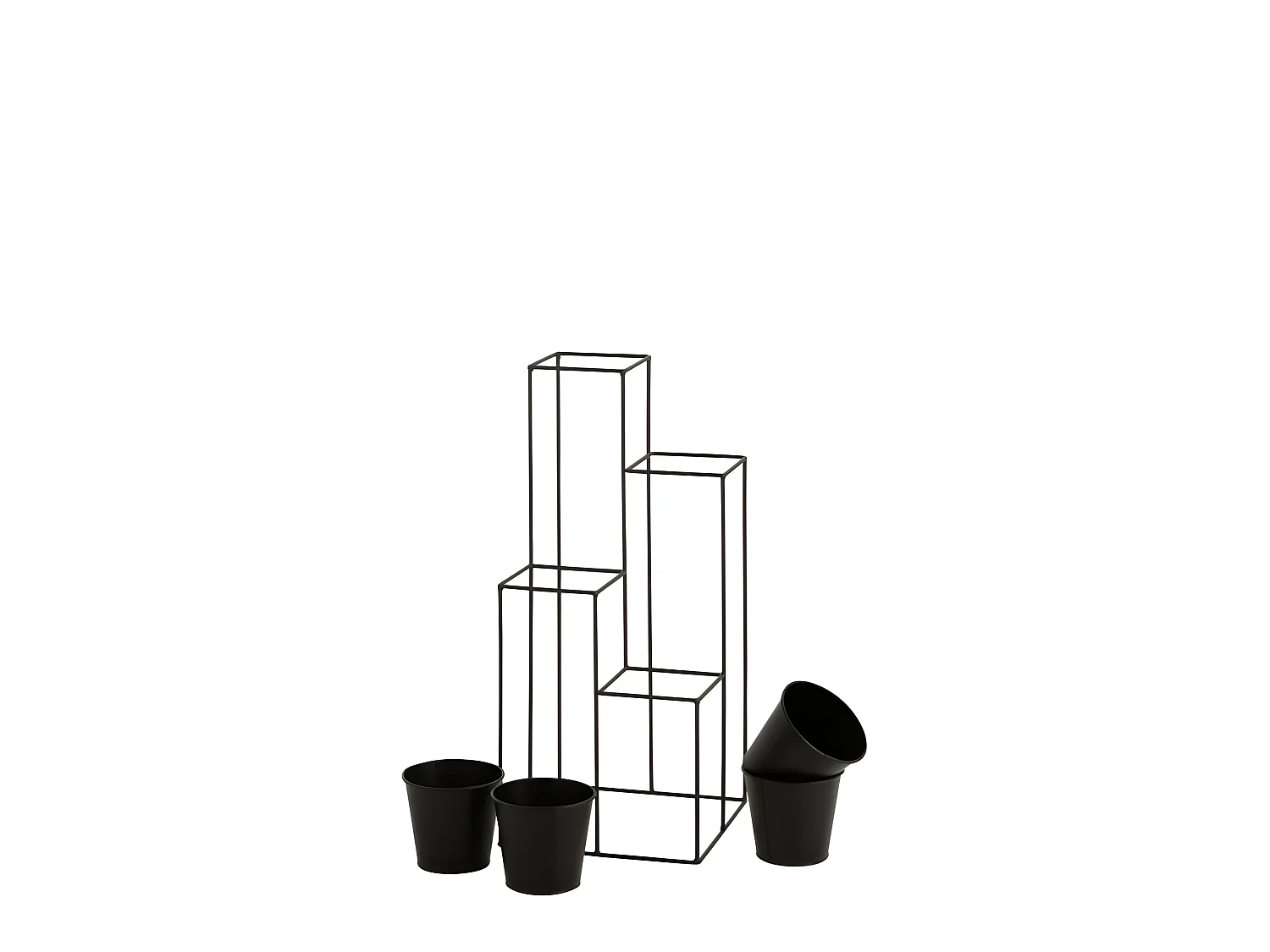 Lot de 4 Cache-Pots sur Pied "Étagère" 70cm Noir