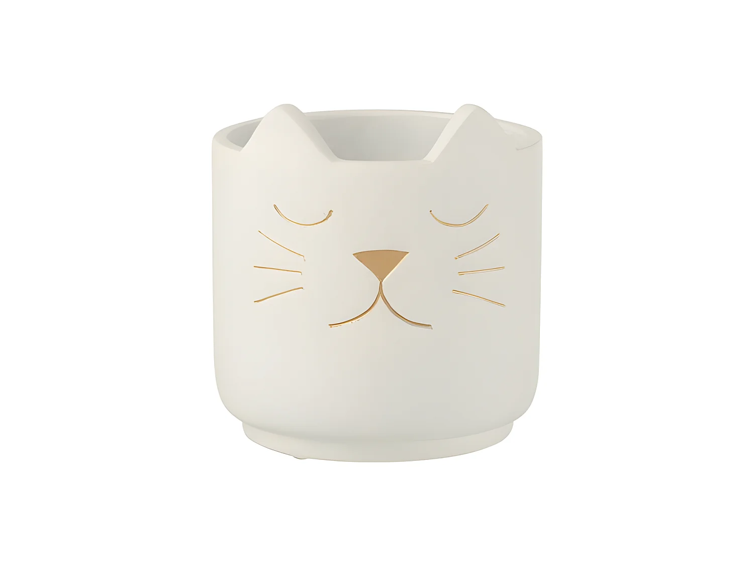 Cache Pot de Fleurs Chat Blanc