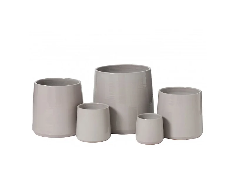 Cache-pot rond en céramique grise 13x15x13cm