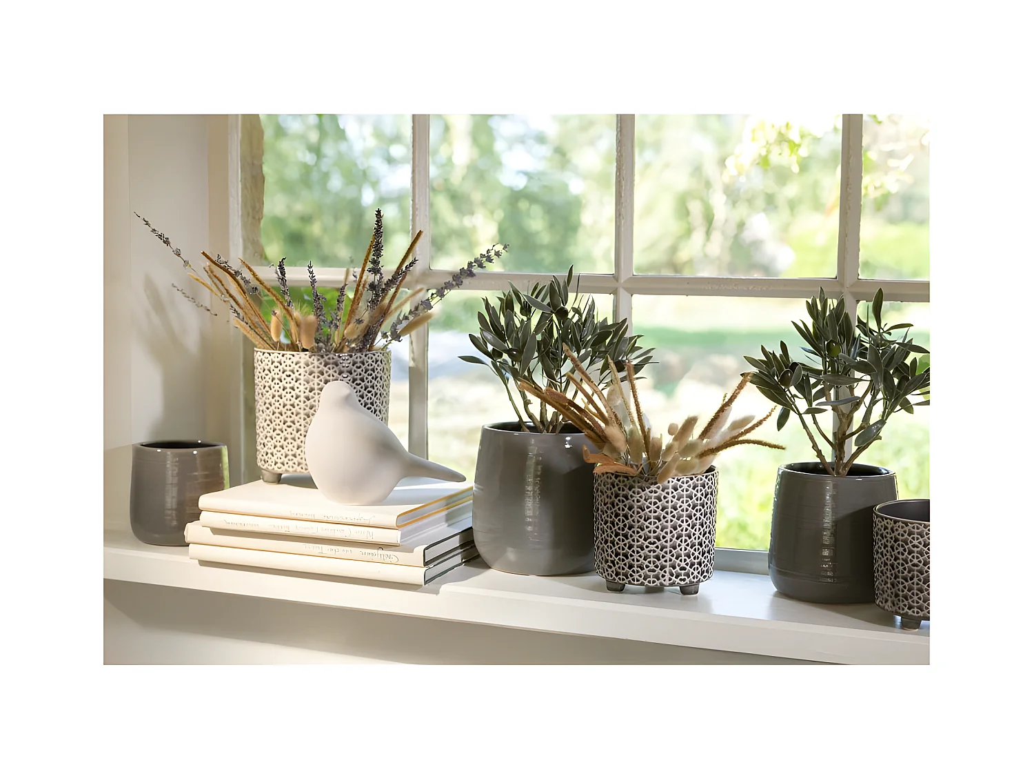 Cache-Pot Déco en Céramique "Minada" 16cm Gris