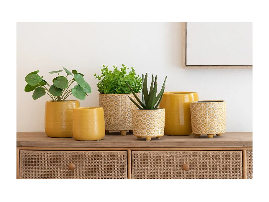 Cache-Pot en Céramique "Uni" 16cm Ocre