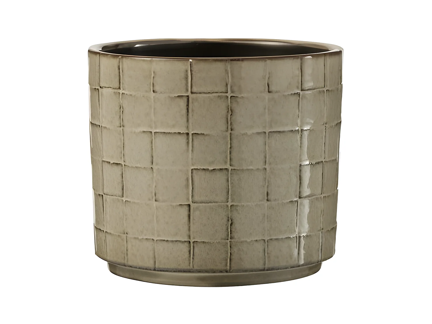 Cache-pot en céramique gris 16.5x16.5x15 cm