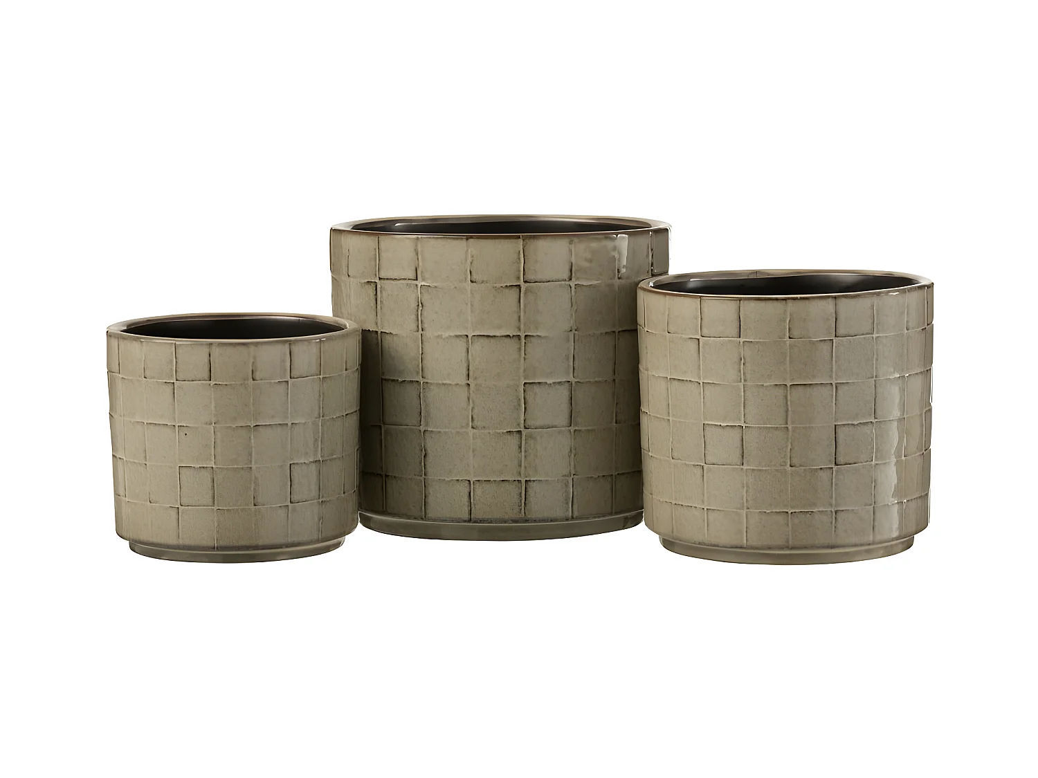 Cache-pot en céramique gris 16.5x16.5x15 cm