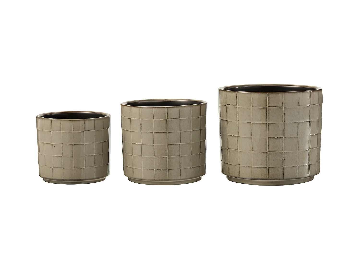 Cache-pot en céramique gris 16.5x16.5x15 cm