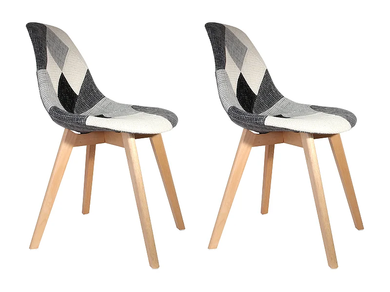 Chaise Scandinave Patchwork Gris - Lot De 2 Multicolore