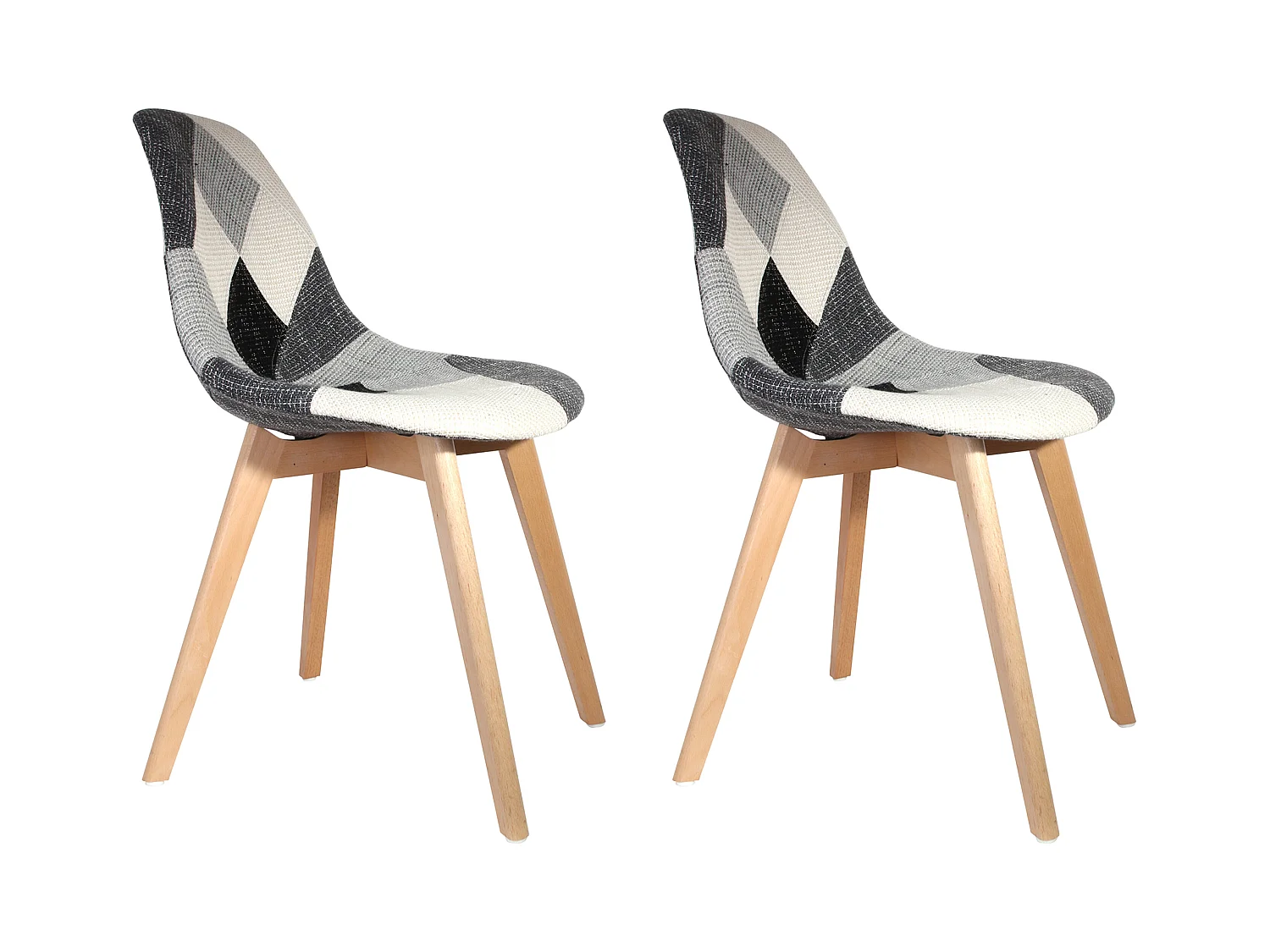 Chaise Scandinave Patchwork Gris - Lot De 2 Multicolore
