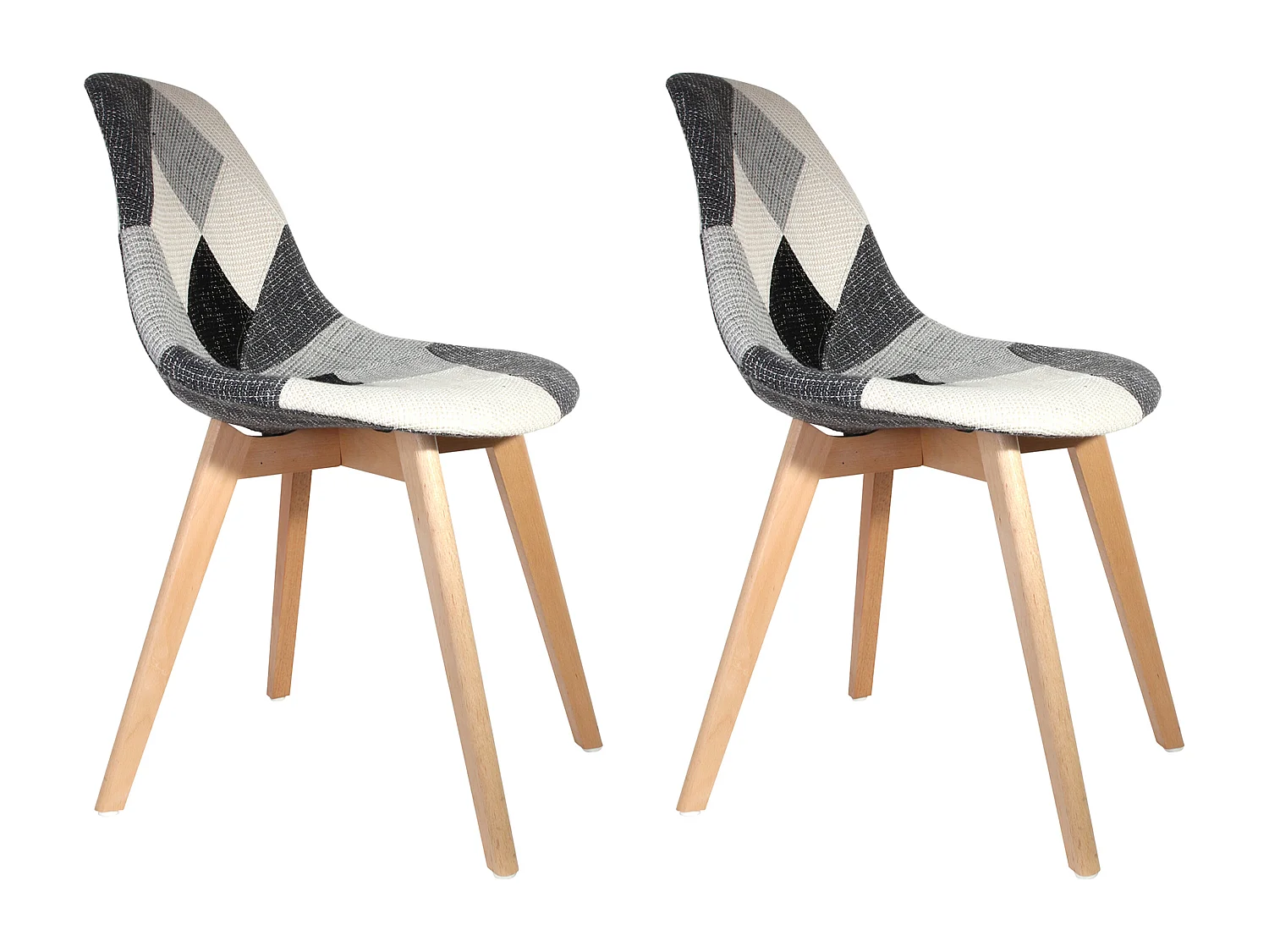 Chaise Scandinave Patchwork Gris - Lot De 2 Multicolore