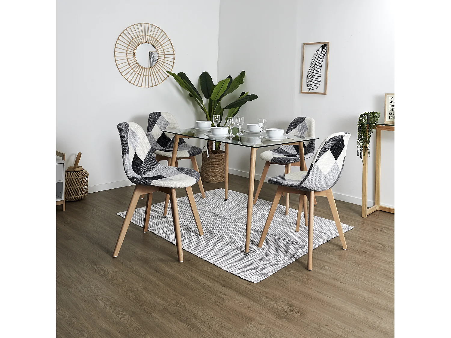 Chaise Scandinave Patchwork Gris - Lot De 2 Multicolore