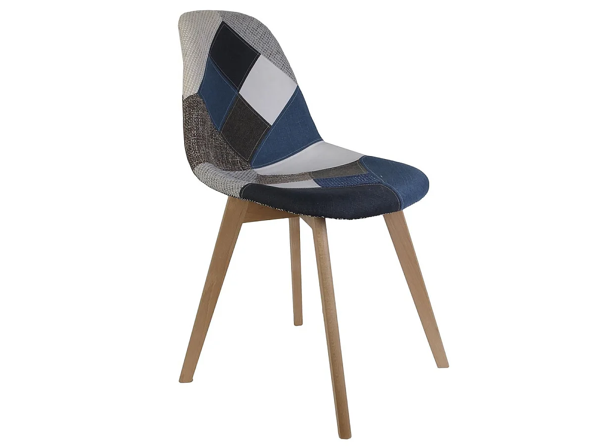 Lot de 4 Chaises Patchwork "Colmar" 85cm Bleu