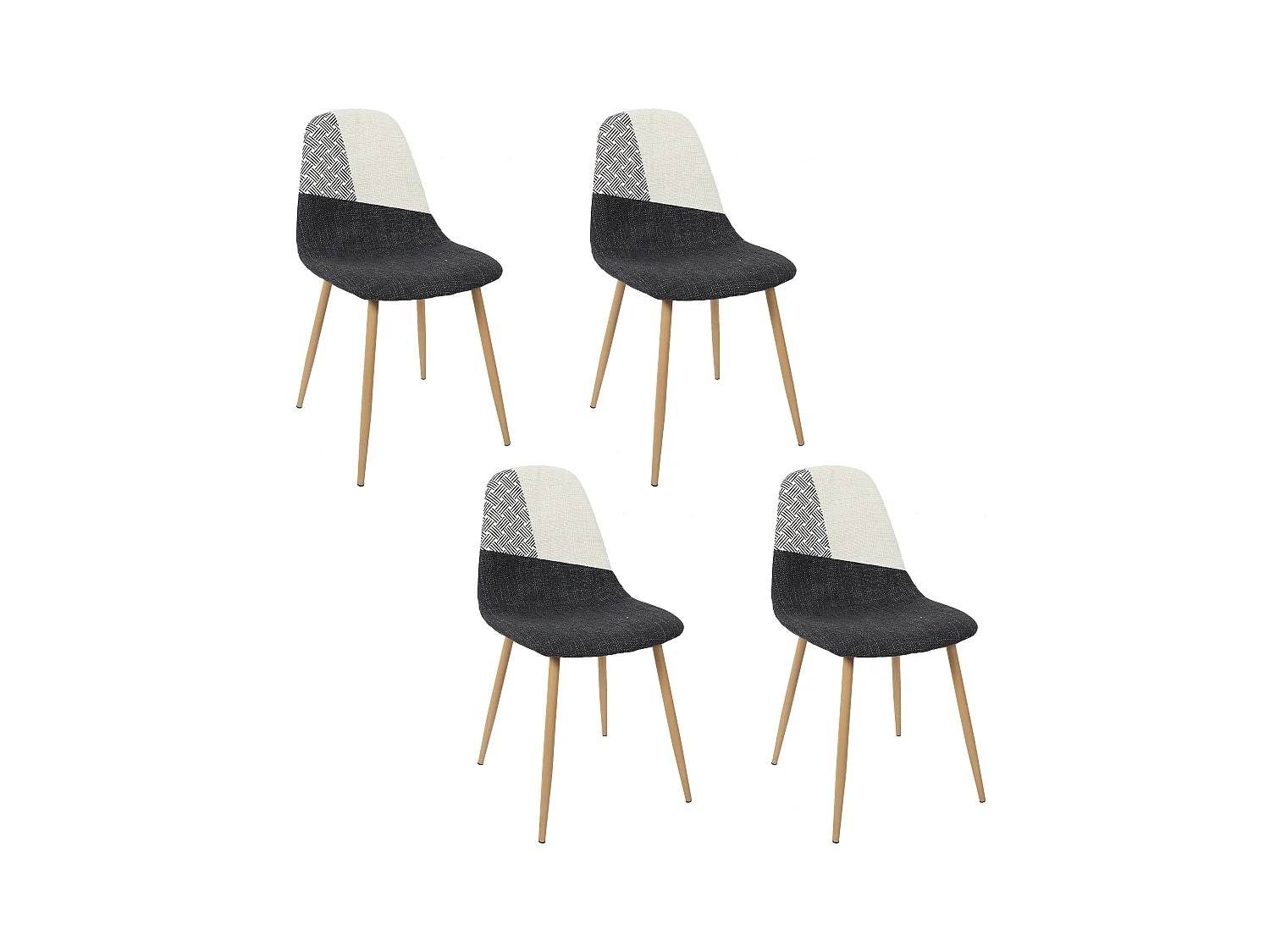 Chaise First Patchwork Noir Et Blanc - Lot De 4