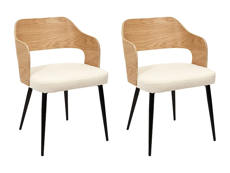 Fauteuil Bouclette Loki - Lot De 2 Marron, Blanc