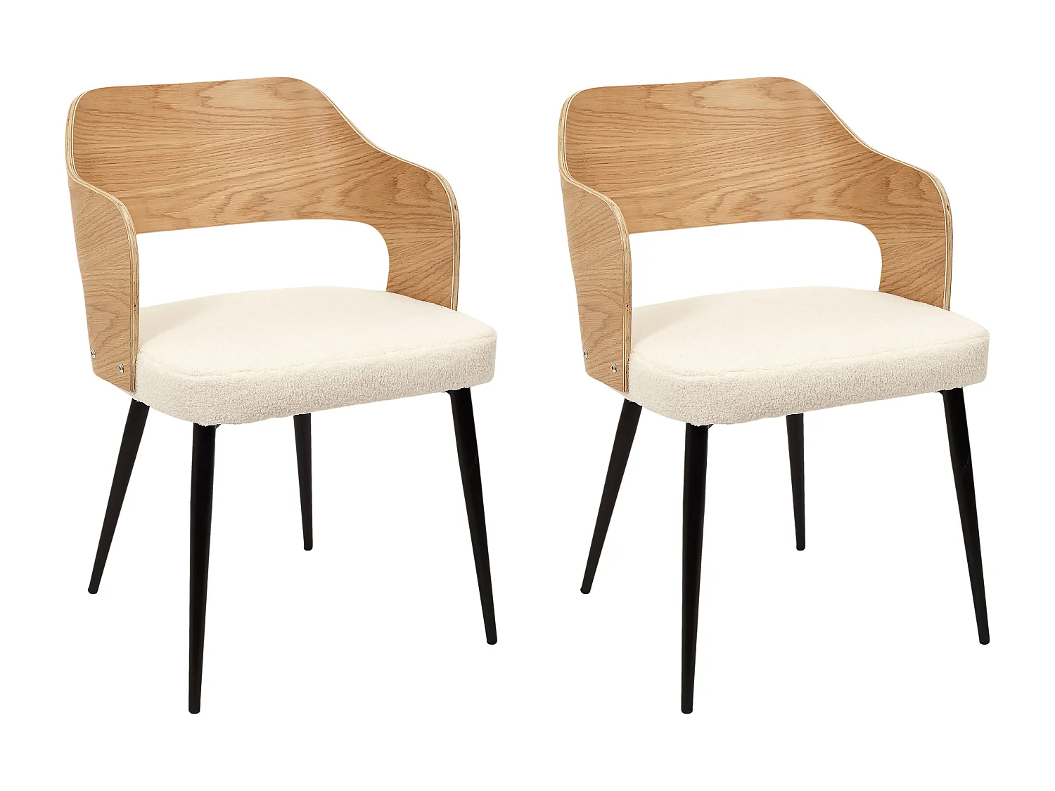 Fauteuil Bouclette Loki - Lot De 2 Marron, Blanc