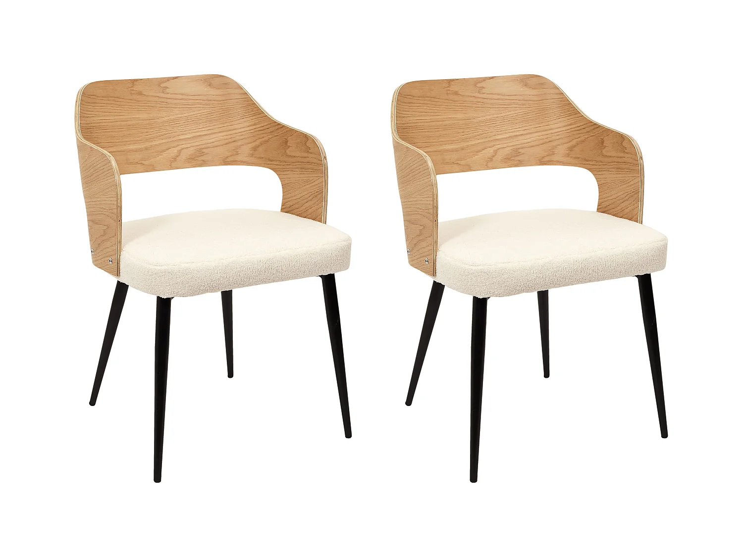 Fauteuil Bouclette Loki - Lot De 2 Marron, Blanc