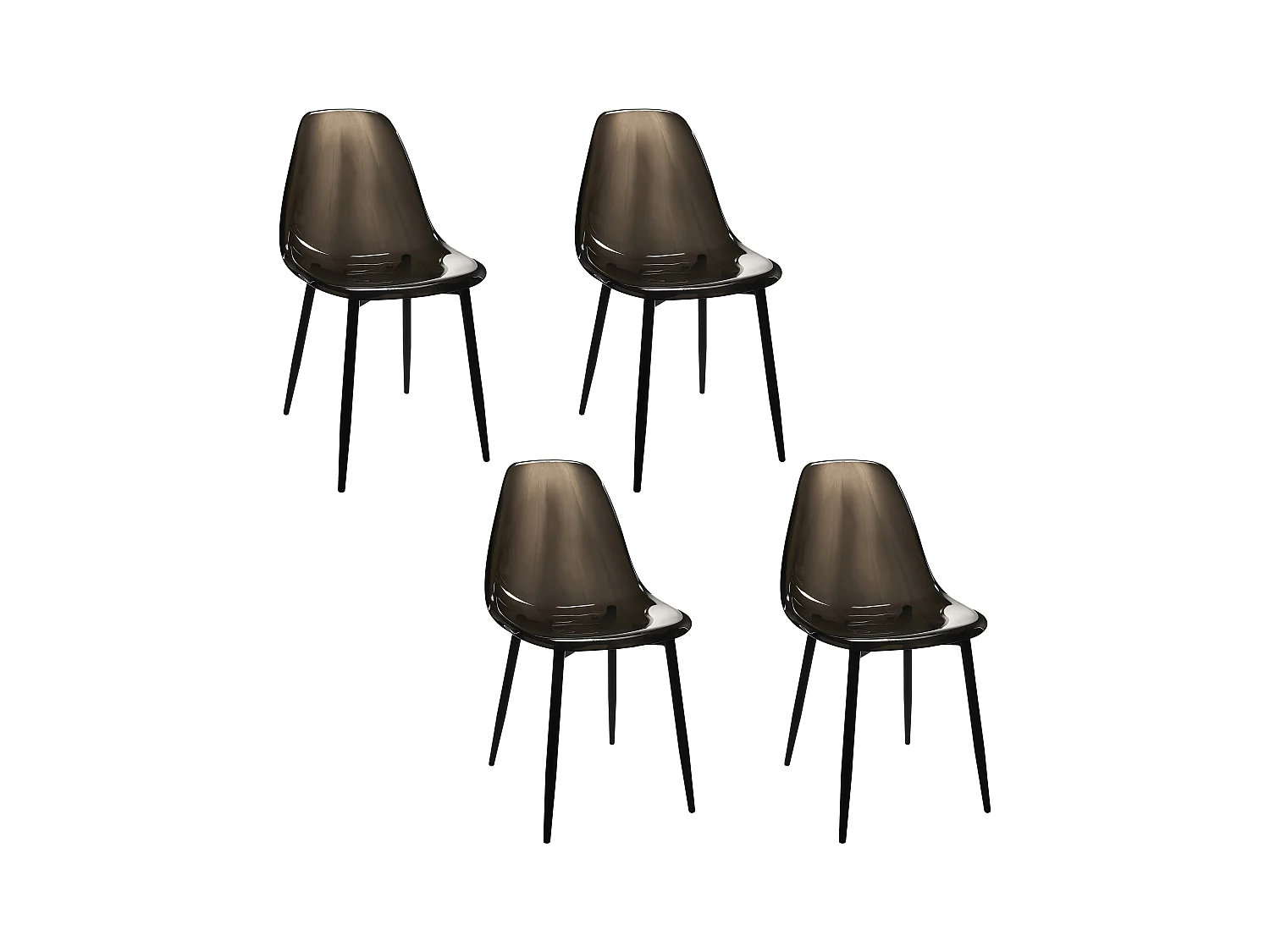 Chaise Transparente Pieds Metal Noir - Lot De 4 Noir