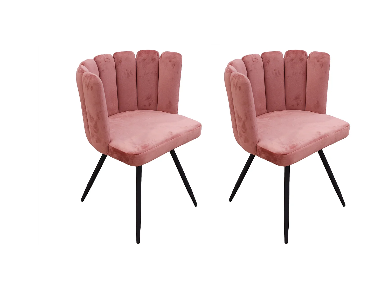 Chaise Ariel Velours Rose - Lot De 2 Rose, Noir
