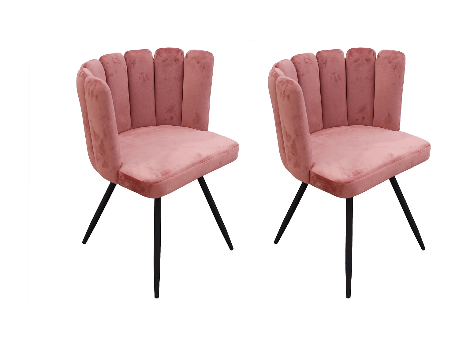 Chaise Ariel Velours Rose - Lot De 2 Rose, Noir