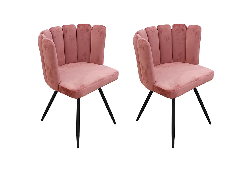 Chaise Ariel Velours Rose - Lot De 2 Rose, Noir