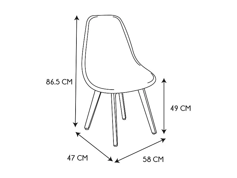 Lot de 4 Chaises Scandinave "Patchwork" 86cm Multicolore