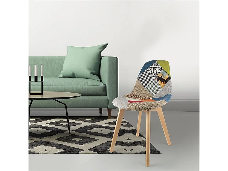 Lot de 4 Chaises Scandinave "Patchwork" 86cm Multicolore