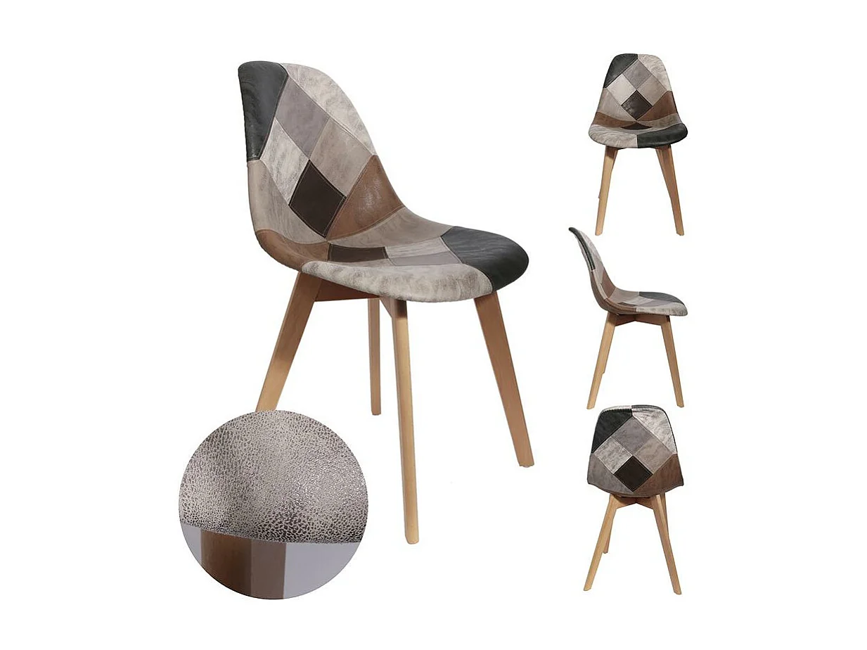 Chaise en bois de hêtre et polypropylène Patchwork