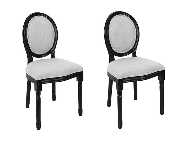 Chaise Eleonor Noir Tissu Gris - Lot De 2 Noir, Gris