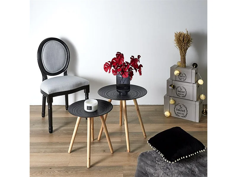 Chaise Eleonor Noir Tissu Gris - Lot De 2 Noir, Gris