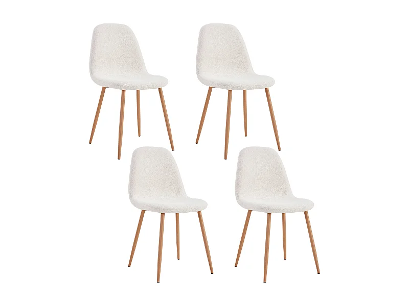 Chaise Bouclette Freya - Lot De 4 Blanc, Marron