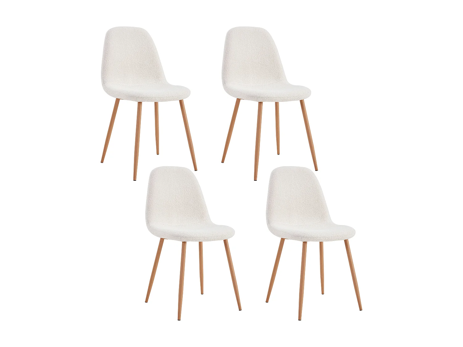 Chaise Bouclette Freya - Lot De 4 Blanc, Marron