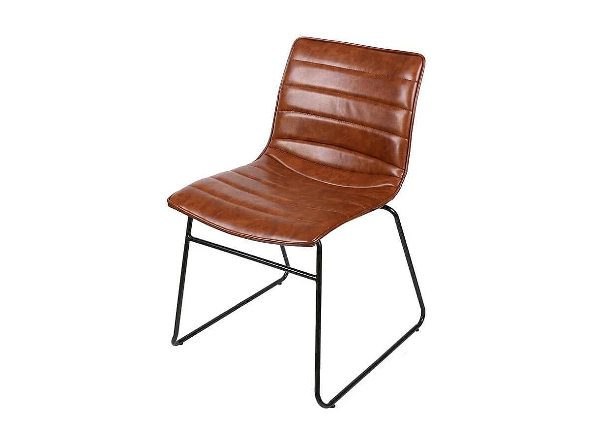 Chaise Vintage En Similicuir Marron