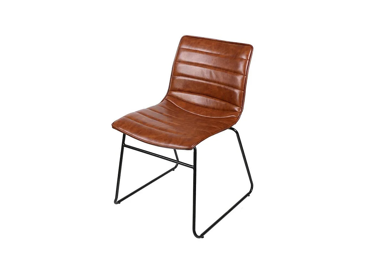 Chaise Vintage En Similicuir Marron