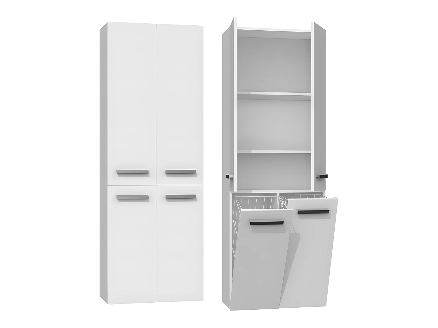 ELLOS | Mueble de baño con dos cestas | Tiradores minimalistas | Dimensiones: 174x60x30 | columna de almacenamiento