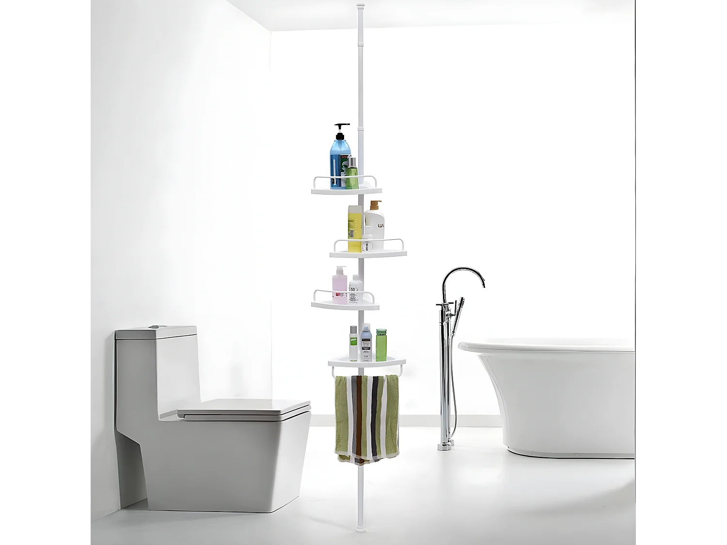 CROW - Étagère télescopique style moderne salle de bains - Hauteur 85-305 cm