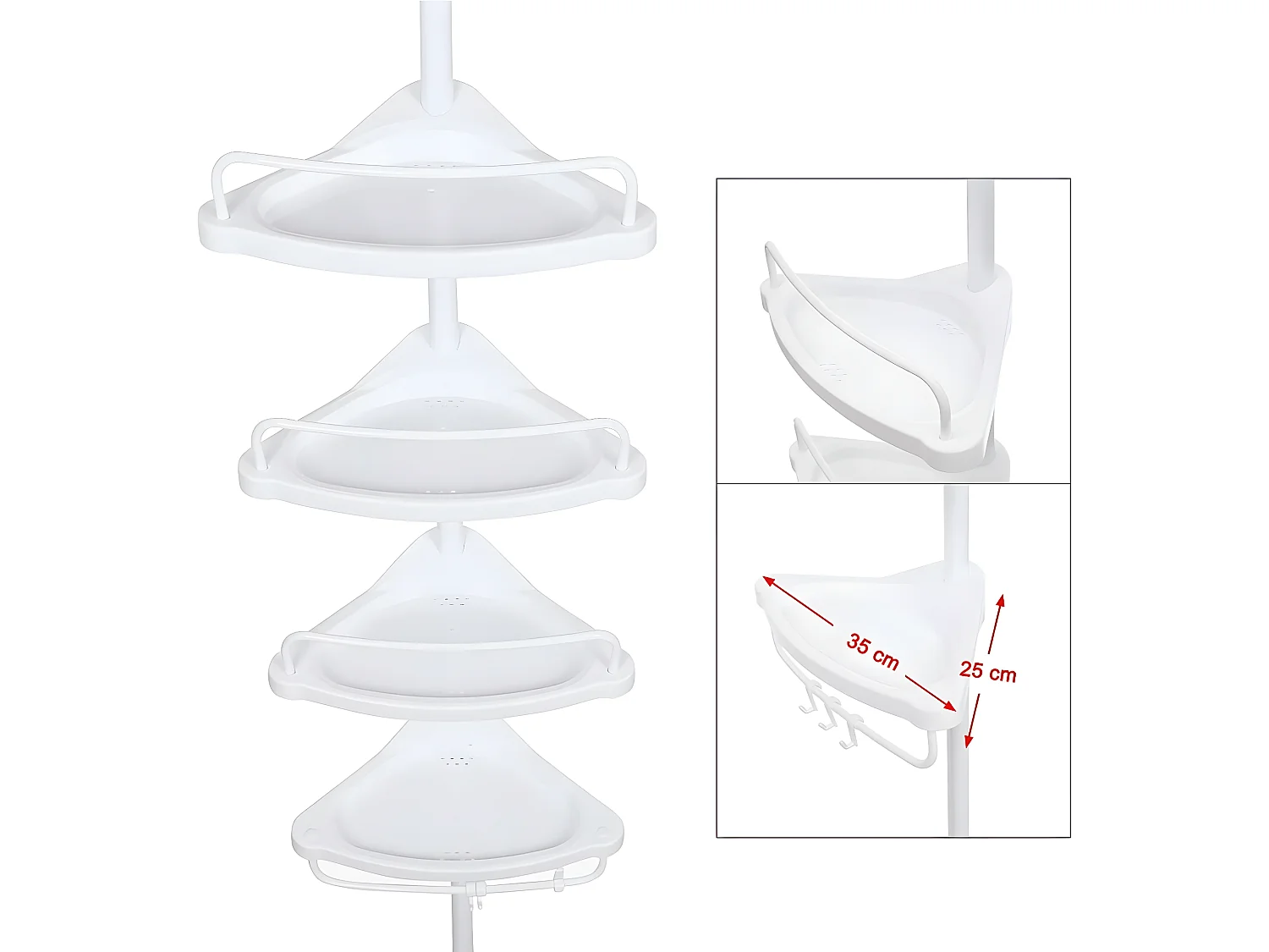 CROW - Étagère télescopique style moderne salle de bains - Hauteur 85-305 cm