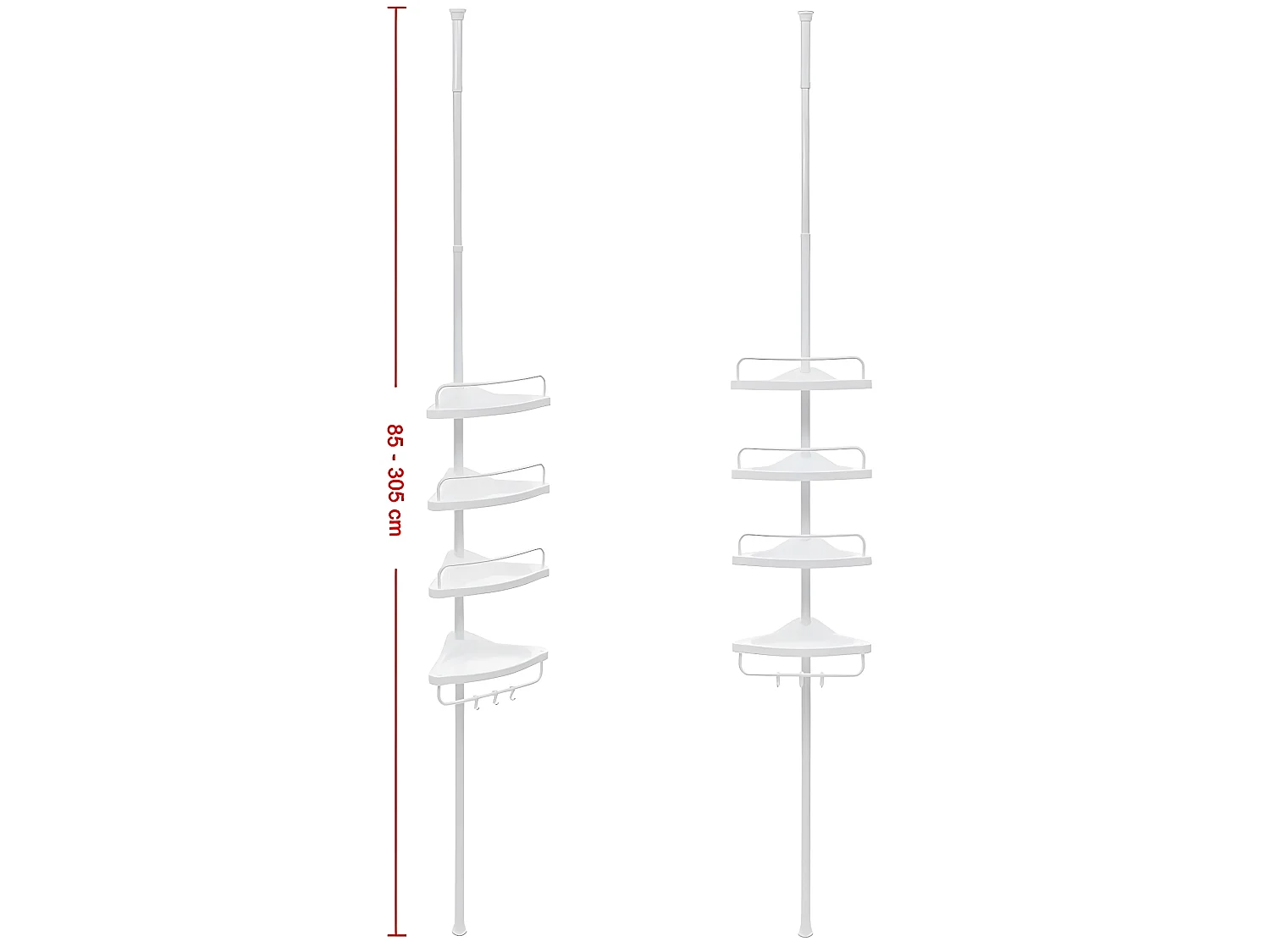 CROW - Étagère télescopique style moderne salle de bains - Hauteur 85-305 cm