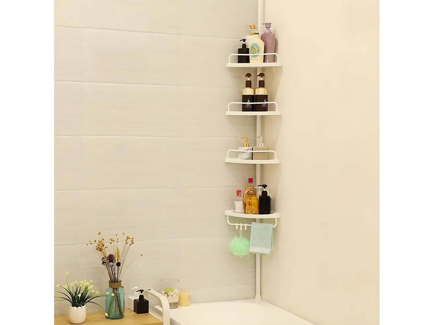 CROW - Étagère télescopique style moderne salle de bains - Hauteur 85-305 cm