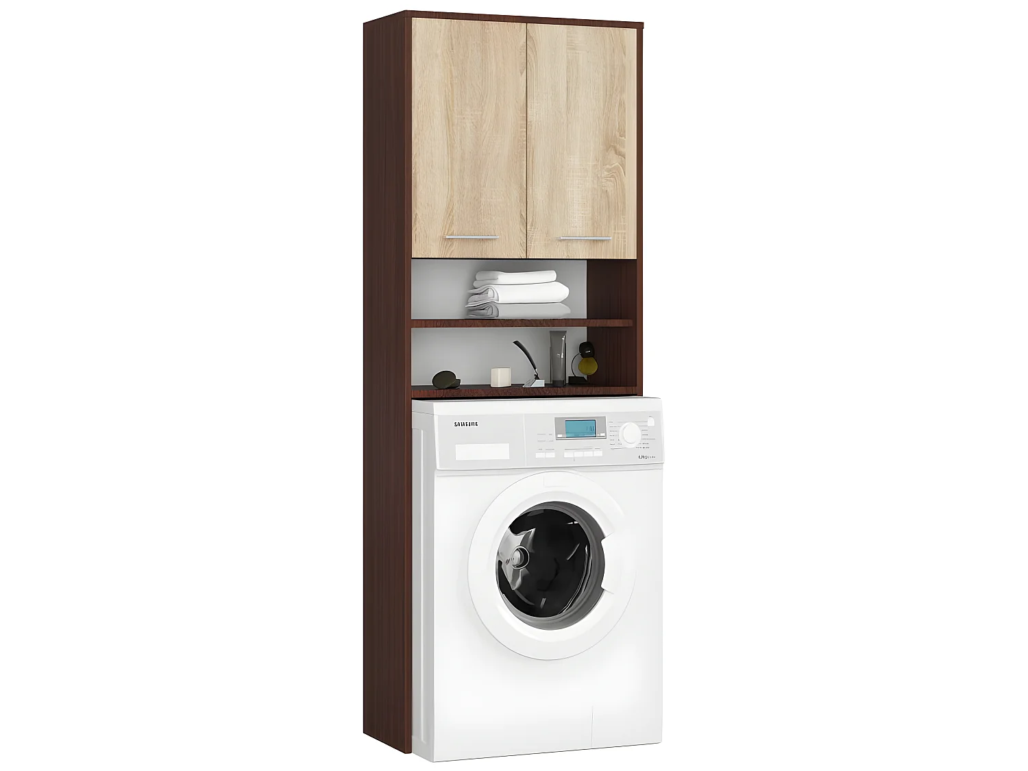 LENA - Meuble pour machine à laver style moderne - 64x180x30 - 2 portes+4 étagères