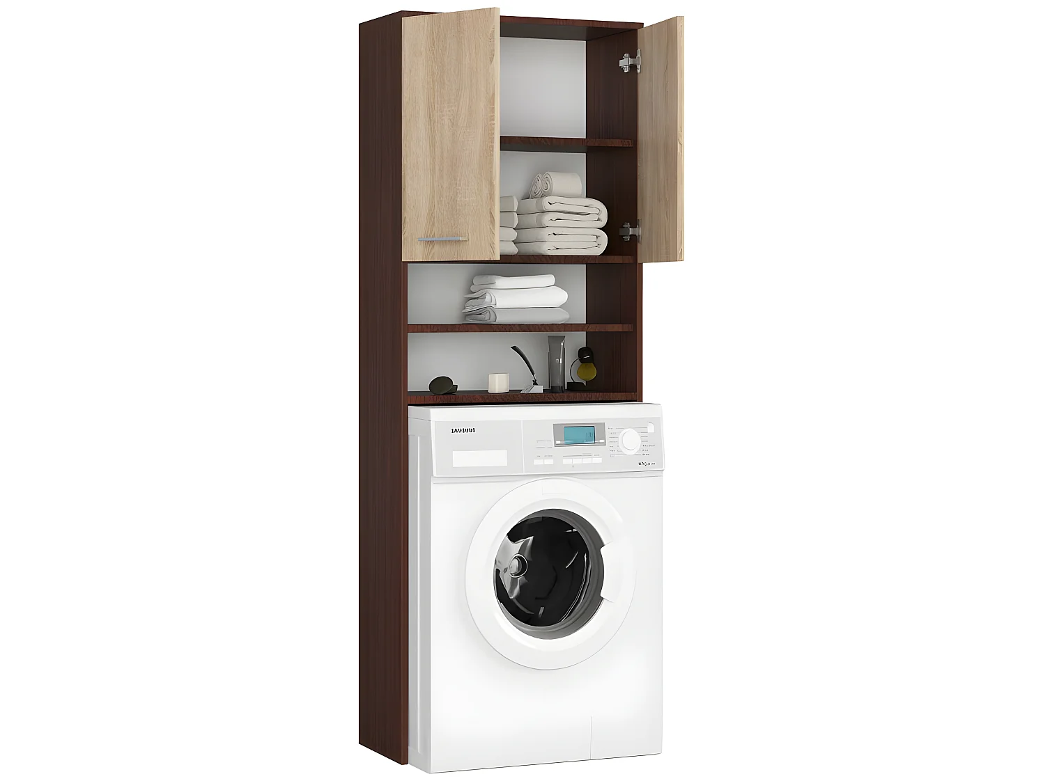 LENA - Meuble pour machine à laver style moderne - 64x180x30 - 2 portes+4 étagères