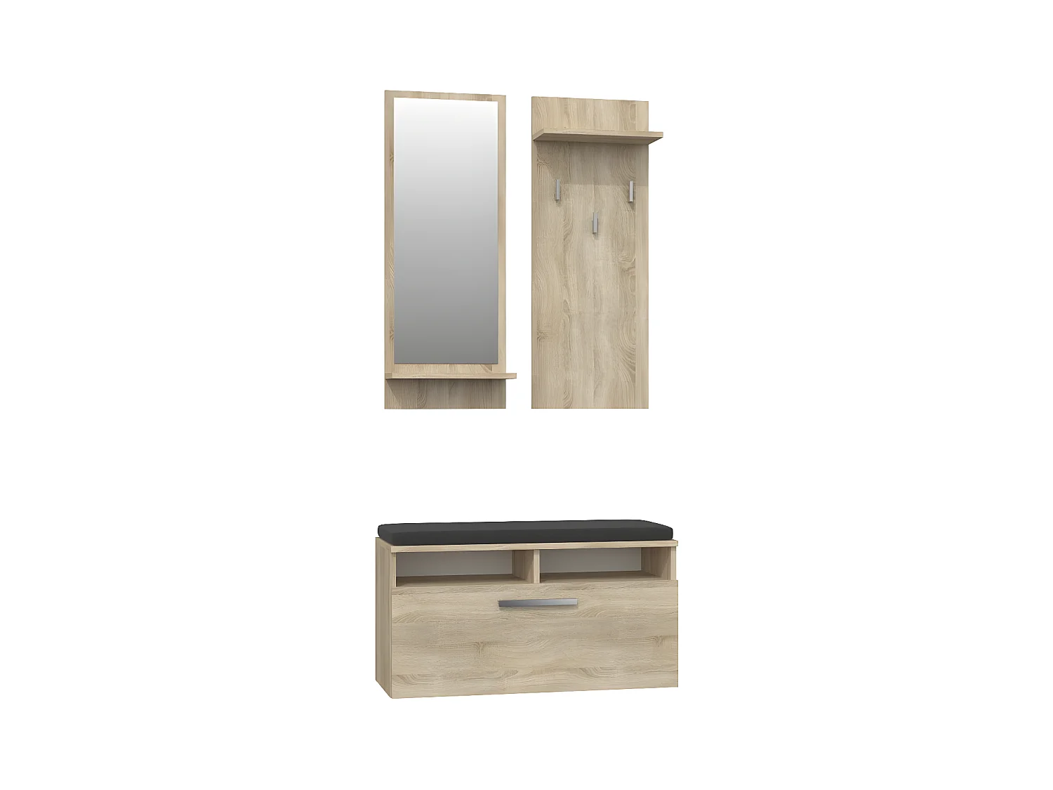 ANDERS - Mobile da ingresso moderno con cuscino 85x46x35 cm - Panca portascarpe - Con specchio