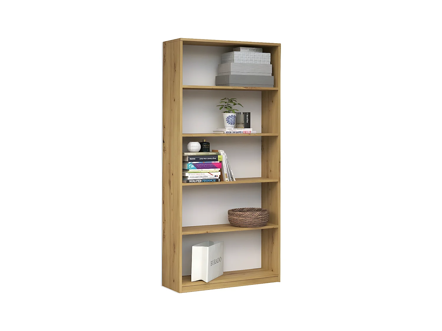 FLORENCE | Bibliothèque moderne | Étagère de bureau classique | Dimensions : 182x80x30 | 4 étagères | Design simple