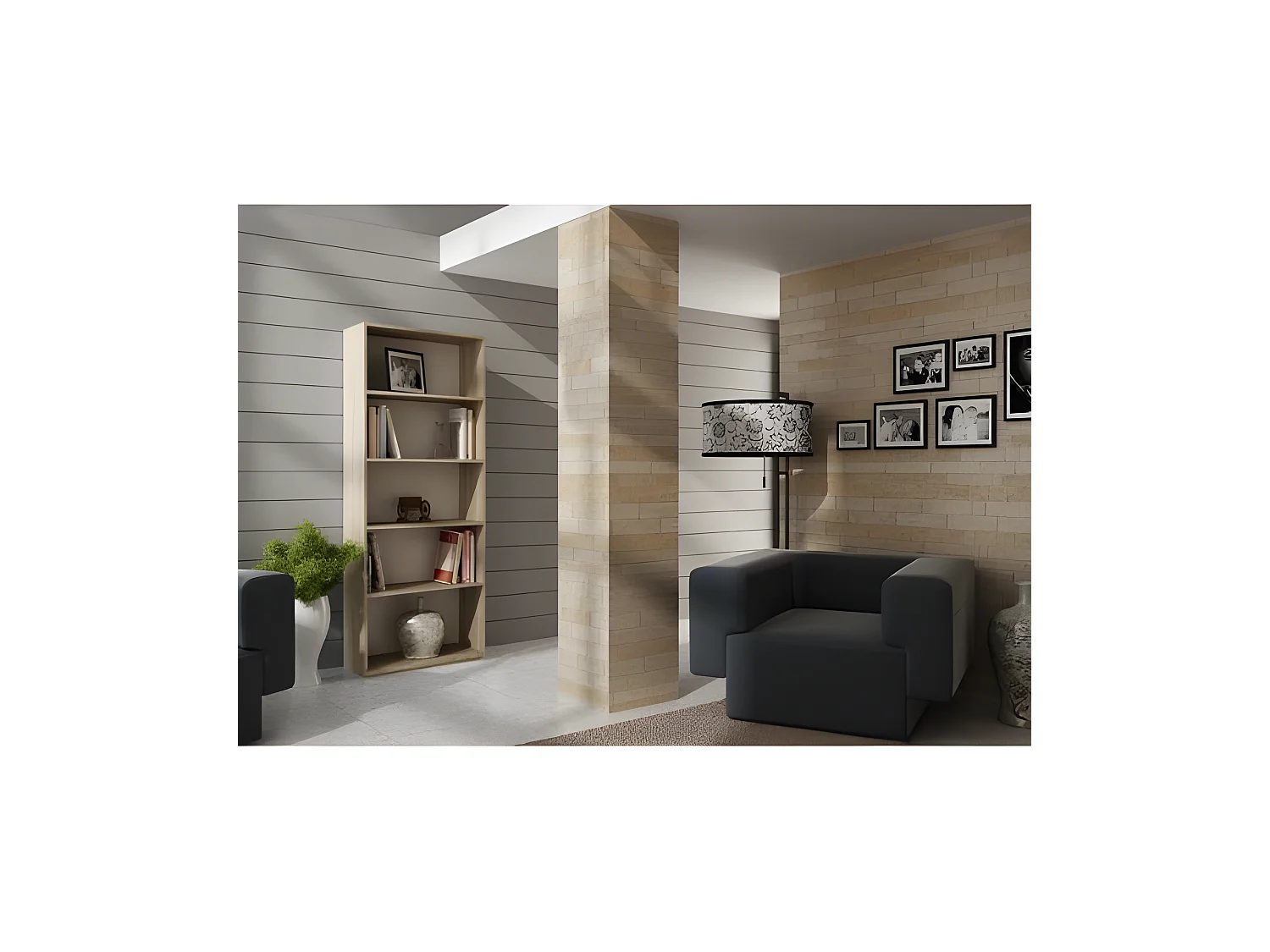 FLORENCE | Bibliothèque contemporaine 5 niches salon/bureau/chambre 30x60x182 | Meuble de rangement multifonctionnel livres dèco