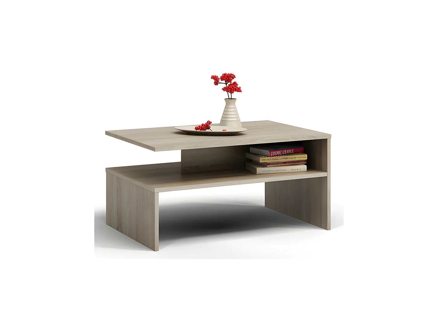 ELARA | Mesa de centro contemporánea 90x60x45 salón/oficina/salón | Mesa de estilo moderno + Nicho de almacenamiento para revistas/mandos a distancia