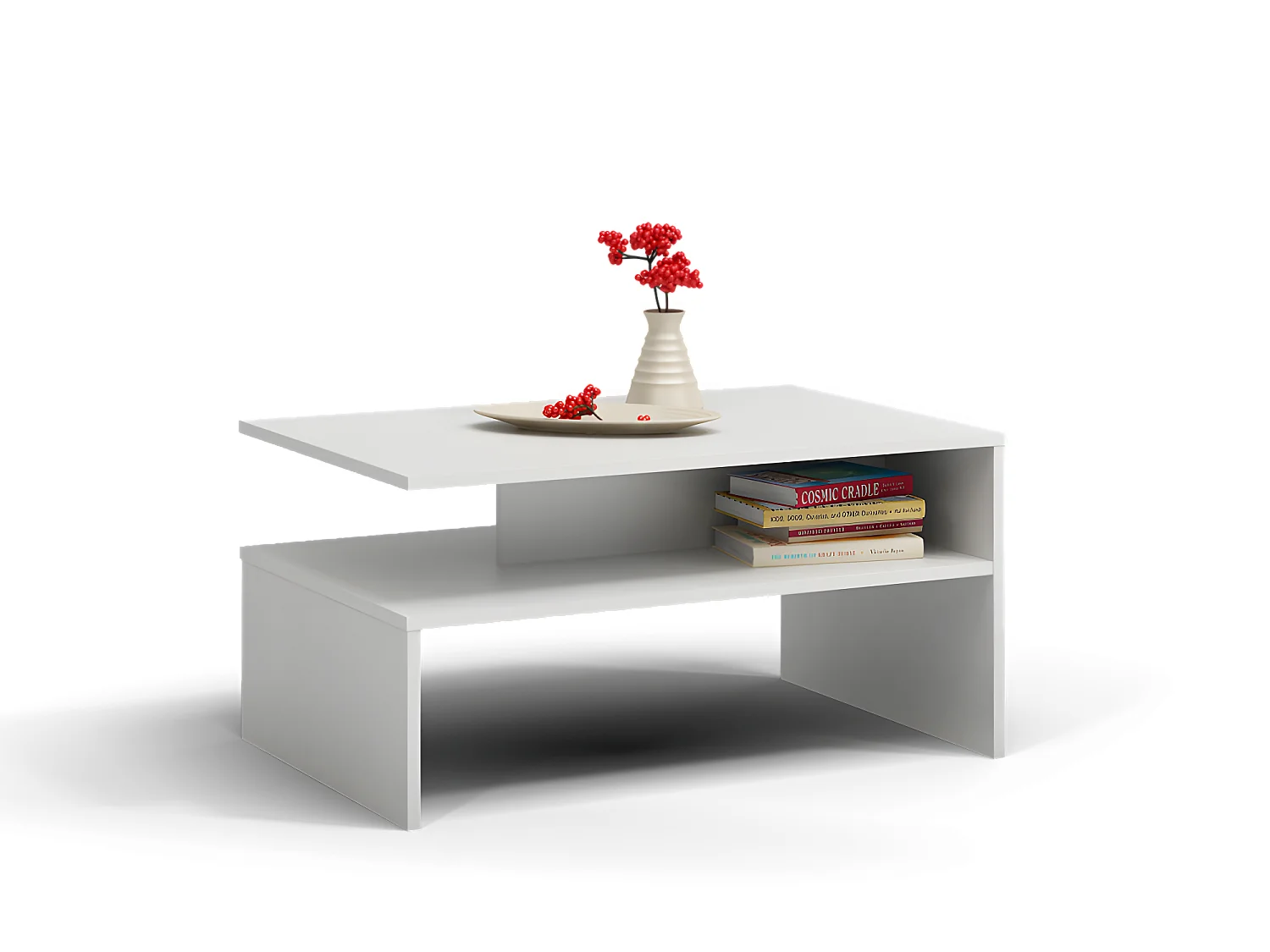 ELARA | Table basse contemporaine 90x60x45 salon/bureau/séjour | Table style moderne + Niche rangement magazines/télécommandes