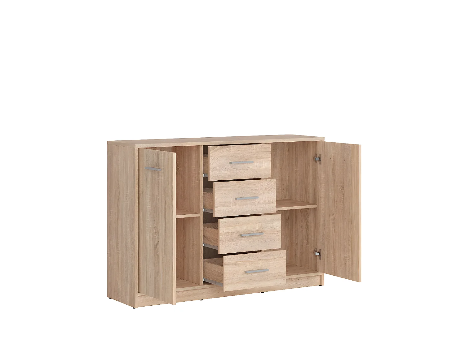 AGATTA | Commode salon chambre | Style scandinave  | Dimensions 118.5x84x34 cm | Tiroirs + étagères