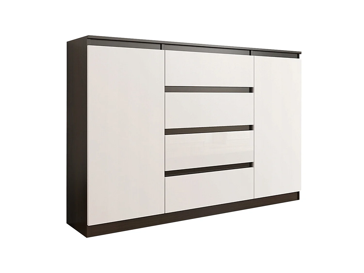 PORTO 2W | Commode contemporaine meuble rangement chambre/salon | 140x40x98 | 4 tiroirs | Finition Laquée | Buffet séjour