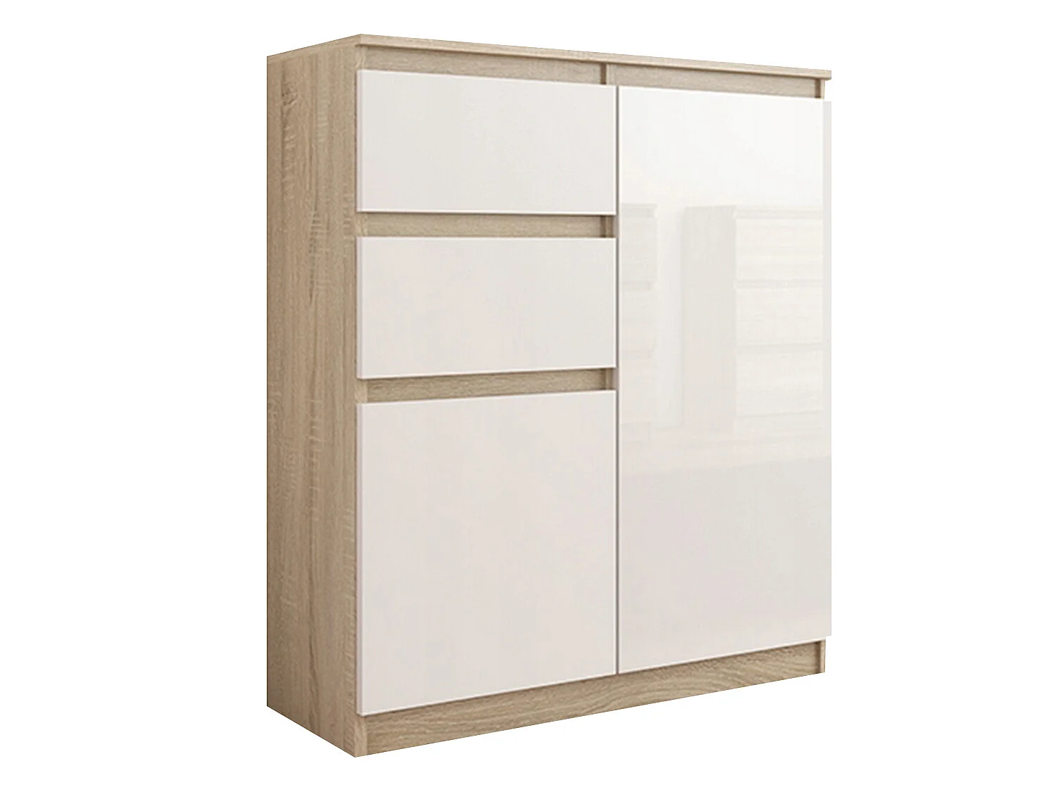 LISBON S3 | Commode contemporaine chambre/salon/bureau | 98x80x40cm | Rangement 2 tiroirs/2 portes | Buffet style moderne