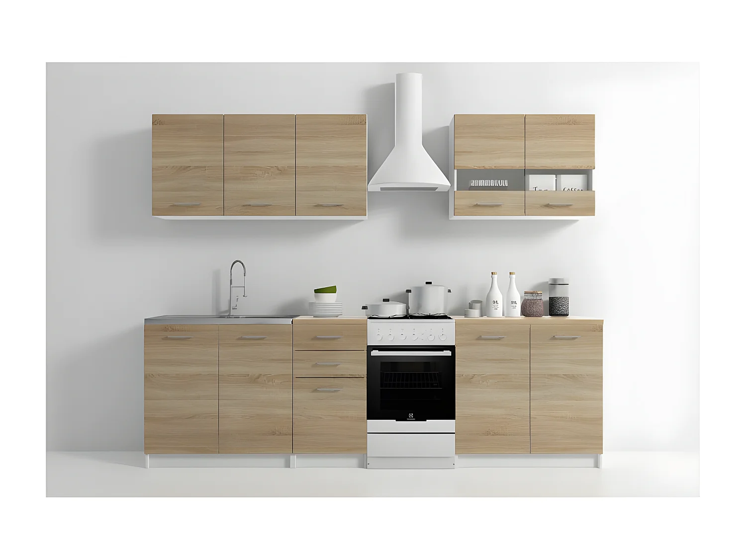 ELIF - Cocina completa modular + lineal L - 200cm 6 pzs - encimera incluida - juego de muebles de cocina