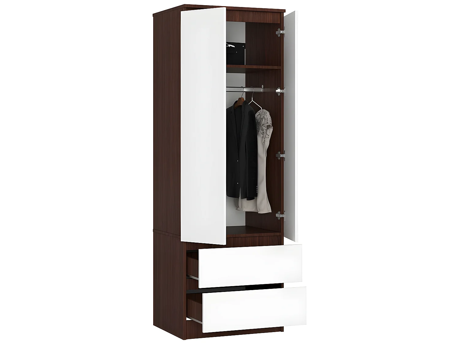 ELINE - Armadio per camera da letto - 180x60x51cm - Armadio - 2 cassetti - Armadio per camera da letto - Aspetto legno